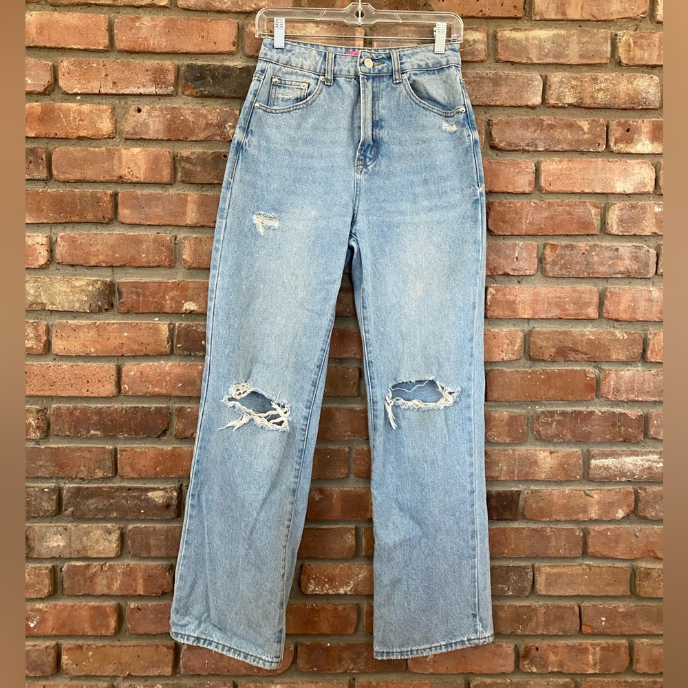 Edikted Classic Blue Distressed Jeans - Small